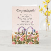 90ste verjaardagskaart met vlinders en rozen - CO Kaart (Gele Bloem)