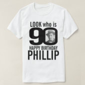 90ste verjaardagsmono bekijk 90 aangepaste foto en t-shirt (Design voorkant)