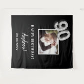 90ste verlichting verjaardagsfeest zwart foto naam wandkleed