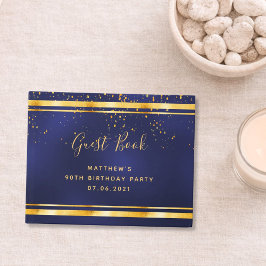 90ste verpartij donkerblauwe gouden confetti gastenboek