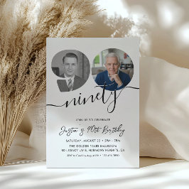 90ste verpartij Elegant 2 Foto Verjaardag Kaart