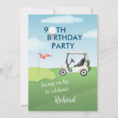 90ste verpartij mannen golf thema feest kaart (Achterkant)