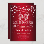 90ste Verrassingsverjaardag - Zwart Rood Wit Kaart (Voorkant / Achterkant)