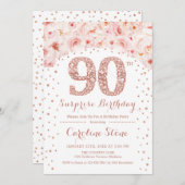 90ste Verrassingsverjaardagsfeestje - Wit Rose Gol Kaart (Voorkant / Achterkant)