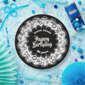 90ste zwart/wit willekeurig getallenpatroon papieren bordje (Feest)