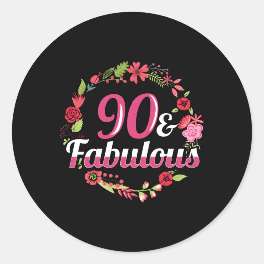 90th 90 en fantastisch ronde sticker (Voorkant)