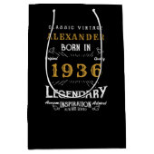 90th Birthday 1936 Add Name Legend Black Gold Medium Cadeauzakje (Voorkant)