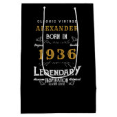 90th Birthday 1936 Add Name Legend Black Gold Medium Cadeauzakje (Achterkant)