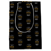 90th Birthday 1936 Black Gold Chic Elegant Medium Cadeauzakje (Voorkant)