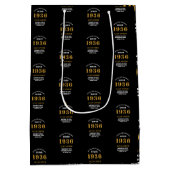 90th Birthday 1936 Black Gold Chic Elegant Medium Cadeauzakje (Achterkant)