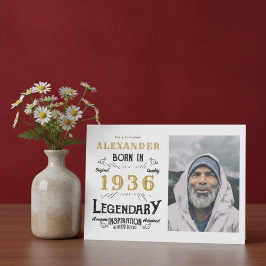 90th Birthday 1936 Legend White & Gold Photo Kaart