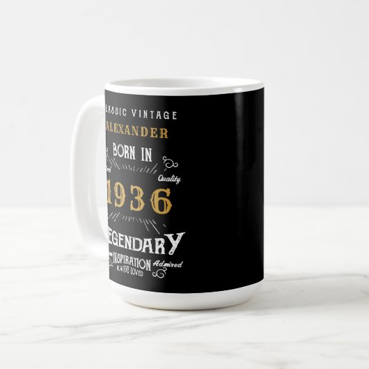 90th Birthday 1936 Legendary Retro Koffiemok (Voorkant links)