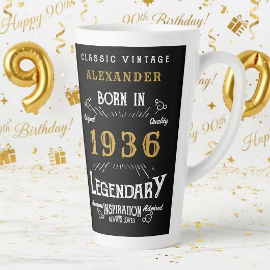 90th Birthday 1936 Legendary Retro Latte Mok