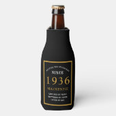 90th Birthday 1936 Name Elegant Chic Black Gold Flesjeskoeler (Fles Voorkant)