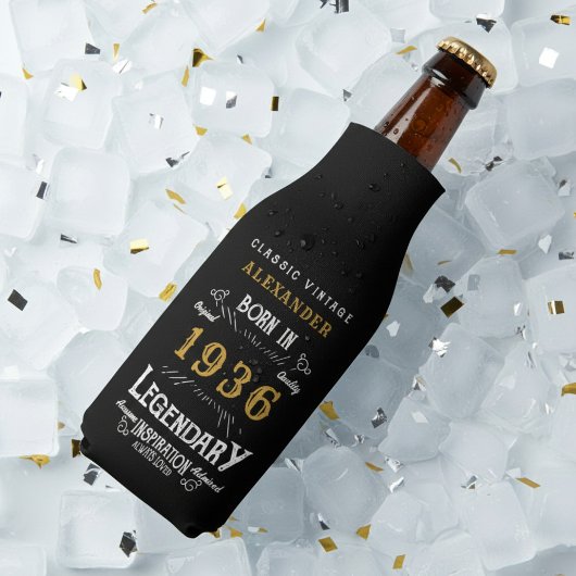 90th Birthday 1936 Name Legend Chic Black Gold Flesjeskoeler