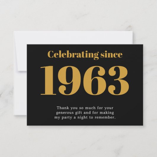 90th Birthday 1936 Retro Black And Gold Bedankkaart (Voorkant)