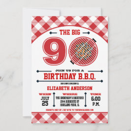 90th Birthday Barbecue Invitation Kaart