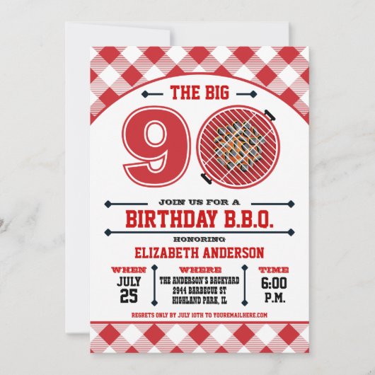 90th Birthday Barbecue Invitation Kaart (Voorkant)