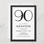90th Birthday Black and White Modern Minimalist  Kaart (Voorkant)
