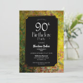 90th Birthday Black en Gold Kaart (Staand voorkant)