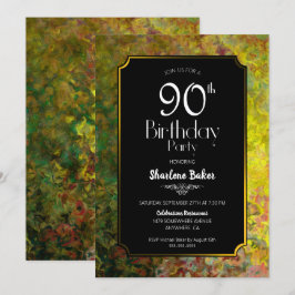 90th Birthday Black en Gold Kaart