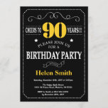 90th Birthday Black en Yellow Chalkboard Kaart<br><div class="desc">90th Birthday Invitation Black and Yellow Typografie. Chalkboard. Zwart-witte achtergrond. Volwassen verjaardag. Mannelijke Mannen of vrouwen: Birthday. Kinder jongen of meisje Lady Teen Teenage Bday Invite. 13e 15e 16e 18e 21e 30e 40e 50e 60e 70e 80e 90e 100e. Elke leeftijd. Voor verdere aanpassing, te klikken gelieve de knoop "van de...</div>