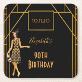 90th birthday black gold 1920 art deco kartonnen onderzetters (Voorkant)