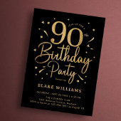 90th Birthday Black Gold Kaart