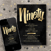 90th Birthday Black Gold Kaart