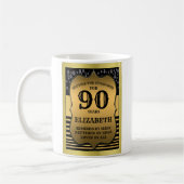 90th Birthday Black & Gold Shield Voeg Jouw naam t Koffiemok (Links)