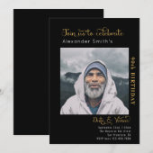 90th Birthday Black Kaart (Voorkant / Achterkant)