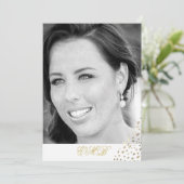 90th Birthday Black White Foto Gold Elegant Kaart (Staand voorkant)