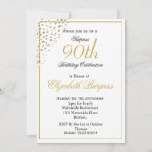 90th Birthday Black White Foto Gold Elegant Kaart (Achterkant)