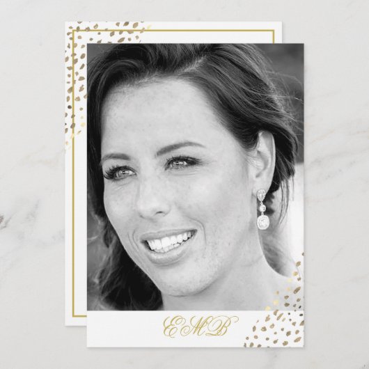 90th Birthday Black White Foto Gold Elegant Kaart (Voorkant / Achterkant)