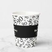 90th Birthday Black/White Random Number Pattern 90 Papieren Bekers (Links)