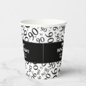 90th Birthday Black/White Random Number Pattern 90 Papieren Bekers (Rechts)
