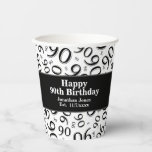90th Birthday Black/White Random Number Pattern 90 Papieren Bekers<br><div class="desc">Pas de tekst eenvoudig aan met de sjablonen voor tekst. Dit ontwerp is een zwart-wit willekeurig aantalpatroon dat met aantal 90 wordt gecreeerd dat in willekeurige grootte wordt herhaald. Deze afbeelding zou koel zijn voor elke 90e keer, persoonlijk of professioneel, inclusief 'over-the-hill' verjaardagen, verjaardagen, of altijd wanneer je mijlpaal nummer...</div>
