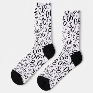 90th Birthday Black/White Random Number Pattern 90 Sokken