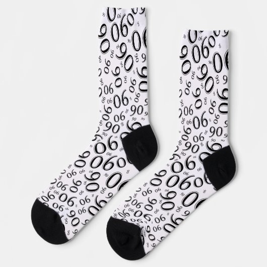90th Birthday Black/White Random Number Pattern 90 Sokken (Links)
