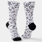 90th Birthday Black/White Random Number Pattern 90 Sokken (Gebogen)