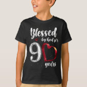 90th Birthday Blessed By God For 90 Years Birthday T-shirt (Voorkant)