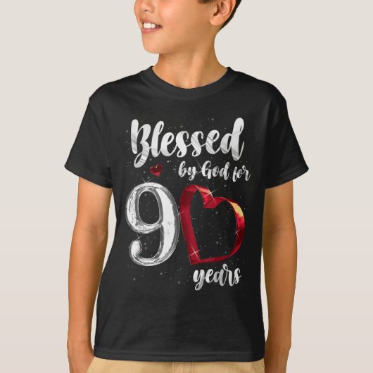 90th Birthday Blessed By God For 90 Years Birthday T-shirt (Voorkant)