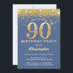 90th Birthday Blue en Gold Glitter Confetti Kaart<br><div class="desc">90th Birthday Blue and Gold Glitter Confetti Birthday Invitation. Voor verdere aanpassing,  te klikken gelieve de knoop "van de Aanpassing het"en ons ontwerphulpmiddel te gebruiken om deze sjabloon te wijzigen.</div>