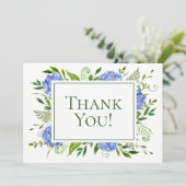 90th Birthday Blue Hydrangeas Bedankkaart (Staand voorkant)