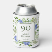 90th Birthday Blue Hydrangeas Blikjeskoeler (Blikje Voorkant)