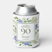 90th Birthday Blue Hydrangeas Blikjeskoeler (Blikje Voorkant)