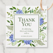 90th Birthday Blue Hydrangeas Hartelijk dank Bedankjes Labels (Achterkant)