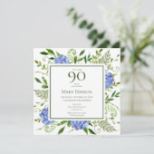 90th Birthday Blue Hydrangeas Kaart (Staand voorkant)