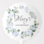 90th Birthday Blue Roos Floral Eucalyptus Wreath Ballon<br><div class="desc">Zeer  blauw roos florale kreet omringt de naam en de verjaardag van de verjaardagsfeestdag. De blauwe rozen worden in zachte,  groene eucalyptusbladeren gesneden. De naam van de beroemde wordt geschreven in een vrouwelijk manuscript om het zeer speciaal te maken.</div>