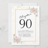 90th Birthday Blush Floral Kaart (Voorkant)